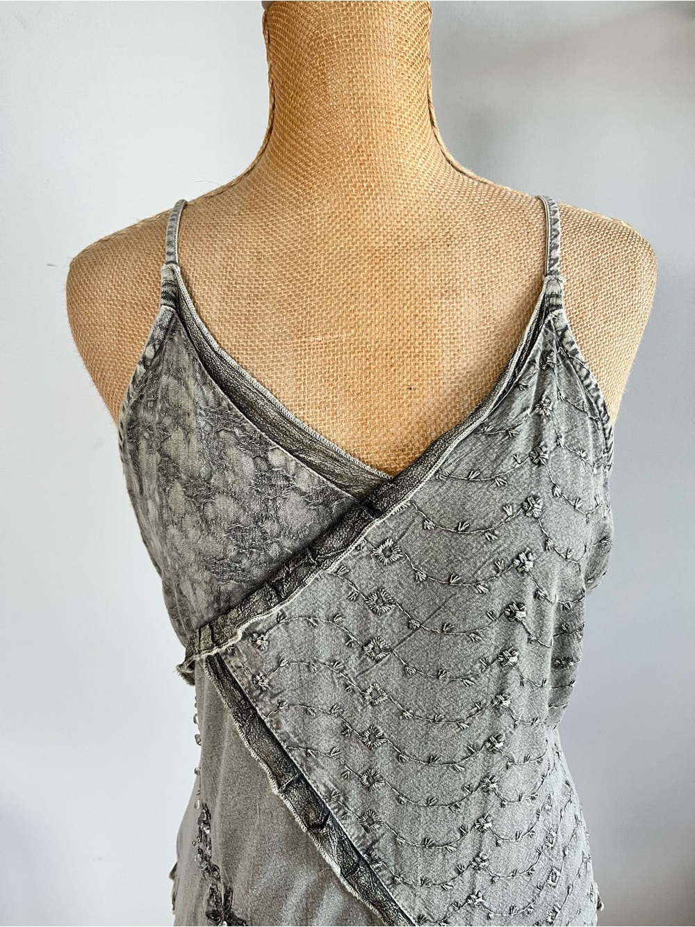 Fabulous Y2K Fairy Grunge Embellished Asymmetrical Handkerchief Hem Cami Top S - Picture 3 of 8